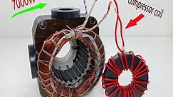 i turn fridge compressor coil into 220v 7000W electric generator with PVC wire magnet-free_energy