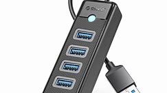 ORICO 4 Port USB Hub 3.0 5Gbps USB Splitter Adapter for Laptop,Computer, Pc, Flash Drive, Mouse,with 0.5ft Extension cord