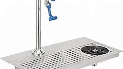 Pitcher Rinser, Commercial Stainless Steel G1/2 Cup Washer Multi Angle Nozzle Bar Glass Cleaning Rinser with Push Type Faucet, Cup Holder, Drain and Drip Tray for Hotel Cafe Restaurant
