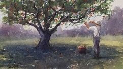 How To Paint An Apple Tree - Painting Normandy France
