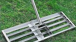 Lawn Leveling Rake - 30'' x 10'' Stainless Steel Lawn Level Tool with Adjustable 87'' Extra Long Handle - Leveling Rakes for Lawn Garden Yard Golf