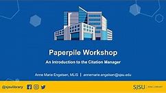 Getting Started with Paperpile Workshop