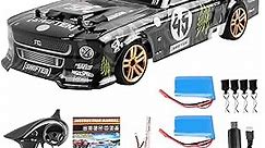 GoolRC RC Drift Car, 1:18 Scale Remote Control Car, 2.4GHz 4WD 30KM/H High Speed RC Racing Car with LED Light Strip and 3 Batteries for Adults and Kids