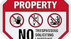 SmartSign 10 x 10 inch “Private Property - No Trespassing, No Soliciting, Offenders Prosecuted” Octagon Yard Sign with 3 foot Stake, 40 mil Laminated Rustproof Aluminum, Red, Black and White, Set of 1