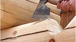 Broad axe chopping 🪓 #build #logcabin #woodwork #asmr #reels | Fjeld & Fragått