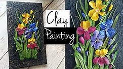 3D Floral Clay Painting On Canvas | Clay Mural Art | Clay Art On Canvas | Air Dry Clay