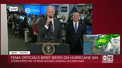 President Biden speaks after receiving a briefing on Hurricane Ian from FEMA officials