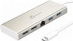 j5create USB-C Mini Dock - Type C Hub with 2X 4K HDMI, 2X USB 3.0, Ethernet, Power Delivery 2.0, JCD381-R (Renewed)