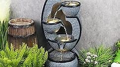AXUSKY 37.4''H 5-Tier Outdoor Water Fountains Decor Resin Indoor Fountain for Garden, Floor Patio, Deck, Porch, Backyard and Home Art Decor (37.4inch)