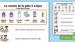 Illustrated Crêpe Batter Recipe Poster A4 Display Poster French