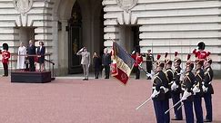 French soldiers take part in Changing the Guard at Buckingham Palace