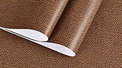Yullpaper Brown Leather Wallpaper Textured Peel and Stick Wallpaper Decorative Contact Paper for Cabinets Shelves Countertops Waterproof Self Adhesive Removable Wallpaper Vinyl Roll 12"x80"