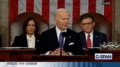 Mike Johnson seen repeatedly shaking his head during Biden speech