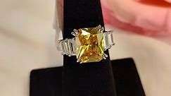 (Video) Size 7 Citrine Yellow Ladies Ring in Silver