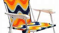 Sunnyfeel Tall Folding Beach Chair Lightweight, Portable High Sand Chair for Adults Heavy Duty 300 LBS with Cup Holders, Foldable Camping Lawn Chair for Camp/Outdoor/Travel/Picnic/Concert (OrangeWave)