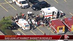 Sky 5 is over the Market Basket in Rowley were the store was evacuated after a reported gas leak, police say.