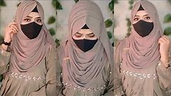 Cute 🥰 Hijab Styles With Layers | Very Easy And Stylish Layer Hijab Tutorial With Mask |