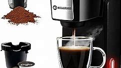 Megalesius Single Serve Coffee Maker, 2 In 1 Mini Coffee Maker For Single Cup Pods & Ground Coffee, 10 Oz Brew Sizes, One Cup Coffee Maker With One-Button Control, Rapid Brew