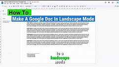 How To Make A Google Doc In Landscape Mode - video Dailymotion
