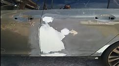how to repair a door using a dent master paint and body work