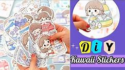 How to make kawaii stickers (without sticker paper/ tape) for journal / DIY kawaii stickers