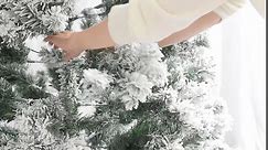 Mupera Snow Flock Christmas Tree - 6ft Auto Open Artificial Snow Christmas Tree, Premium PVC with 800 Tips Xmas Tree for Christmas Holiday Indoor Home Office Decoration