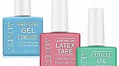 3 PACK Gel Nail Remover Kit ,Nail Polish Remover with Nail Cuticle Oil and Latex Tape Kit, Magic Gel Nail Polish Remover, Easily & Gently, No Need For Foil, Soaking Or Wrapping