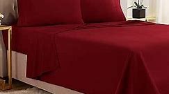 Empyrean Twin XL Sheets Set - 3 PC Super Soft Twin XL Bed Sheets - Double Brushed Microfiber XL Twin Sheets - Hotel Luxury Ruby Wine (Burgundy) Bed Sheets Twin XL Size, with Corner Elastic Straps