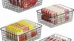 iSPECLE Upright Freezer Organizer Bins - 4 Pack Freezer Baskets for 16 17 21 cu.ft Standup Freezer, Easily Sort to Get Food and Avoid Food Falls, Allow Air Circulation, 2 Large and 2 Medium, Black