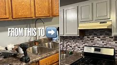 Painting Kitchen Cabinets (two steps to finished) & Adding Peel-n-Stick $Tree Backsplash