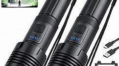 Rechargeable Flashlights High Lumens 2-Pack, 900,000 Lumen Brightest Led Flashlight, 5 Modes Flash Light & 12H Long Runtime, Powerful Waterproof Handheld Flashlights with Box for Home, Camping