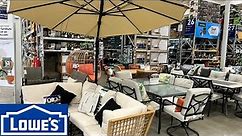 LOWE'S OUTDOOR FURNITURE AND FIREPITS IN STORE WALKING