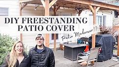 DIY FREE STANDING PATIO COVER | Patio Makeover Part 3!!