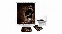 Western Bathroom Decor Set with Shower Curtain and Rugs