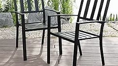 MFSTUDIO 2 Piece Patio Wrought Iron Dining Seating Chair - Supports 300 LBS,(Black)