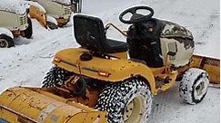 Cub Cadet 2166 - on snow duty for the first time in two years! We keep the tiller mounted on the rear for weight - this thing hooks up nice in the snow with the all terrains. Made quick work of the 4-5" we had. #gardentractor #gardentractorplowing #snowplow #snowremoval #cubcadet #mtd #kohler #kohlercommand #buyitforlife #repairnotreplace #solunagarage | Soluna Garage