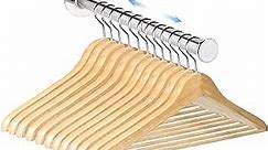 2-Section Stainless Steel Clothes Hanger Storage, Retractable Space Saving Clothes Hanger Storage Organizer, Wall Mount Clothes Rack Organizer, Adhesive or Drilling Installation(Length 10.6") 1