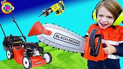 Lawn mower Video for Children | BLiPPi Toys | Yard work kids | min min playtime