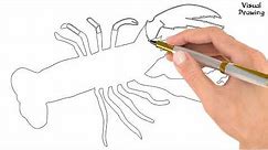 Lobster Drawing Easy, How To Draw a lobster For Beginners Step By Step