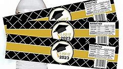 Graduation Class of 2023 Water Bottle Labels - Academic Party Drink Stickers Decoration - Set of 12
