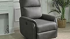 Electric Power Recliner, Small Breathable Fabric Reclining Chair with USB Ports and Side Control Button, for Bedroom Living Room, Electric Home Theater Seating-Recliners for Small Spaces (Dark Gray)