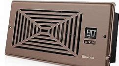 Quiet Register Booster Fan, Smart Register Vent Fits 4" x 10" Register Holes with Remote Control and Thermostat Control, Heating Cooling AC Vent Fan - Bronze