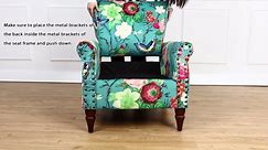 Wingback Armchair Removable Cushion Floral Upholstered Sofa Home Accent Chair Couch Wood Legs Nailhead Trim Yellow