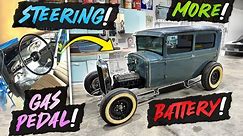 HOT ROD BUILD! Will the steering clear?? Gas Pedal, HIDDEN Battery and MORE! 1930 FORD MODEL A!