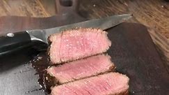 Pan seared medium rare ribeye steakThe central temp is between 131°~140 ?55~60?.A “medium rare” steak will be warm in the center. The steak will begin firming up on the exterior, but will remain very soft #reelsfb #Foryou #fyp #BOOMchallenge | Payton Reed