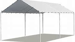 Car Ports 20x10 Heavy Duty Metal Carports Party Tent Portable Garage for Wedding, Garden Storage (White), 235 inch x116 inch x102 inch