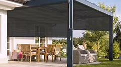 Outdoor Waterproof Cordless Roller Shades, Solar Light Filtering Windproof Roll up, Privacy and UV Protection for Porch, Patio, Deck, Balcony, Light Grey