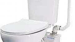700 watt Macerating Toilet, Dual Upflush Toilet with Macerator Pump for Basement Toilet, Two Piece Toilet with 4 Water Inlets, Toilet Bowl, Soft Closing Toilet Seat, Nano Glaze