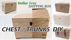 RECYCLED SHIPPING CARDBOARD BOX TRUNK DIY / Wood Trunk DIY / Raffia Chest DIY / Boho Chest Decor DIY