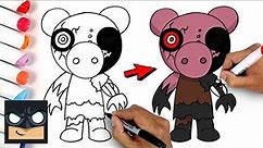 How To Draw Distorted Piggy | Roblox Draw and Color Tutorial
